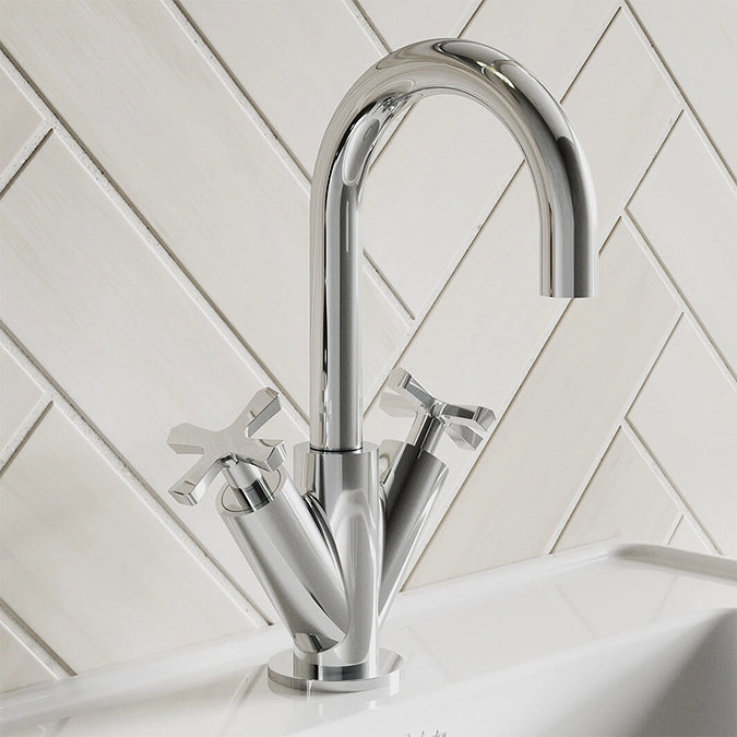 Burlington Riviera Art Deco Chrome Mono Basin Mixer Profile Large Image