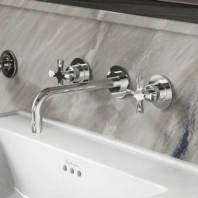 Burlington Riviera Art Deco Chrome Wall Mounted Basin Mixer Feature Large Image