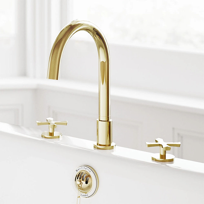 Burlington Riviera Art Deco Gold 3 Hole Bath Filler Profile Large Image