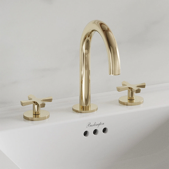 Burlington Riviera Art Deco Gold 3 Hole Deck Basin Mixer Profile Large Image