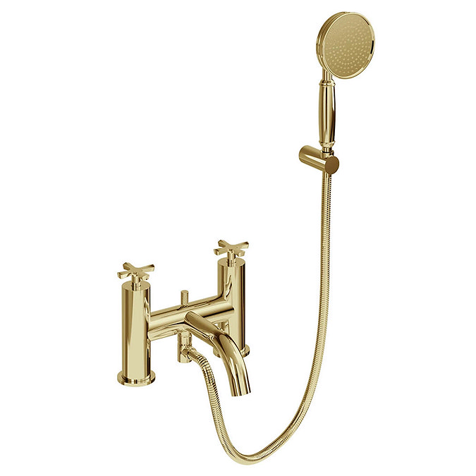 Burlington Riviera Art Deco Gold Bath Shower Mixer with Shower Kit Large Image