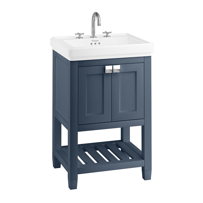 Burlington Riviera Matt Blue 580mm Vanity Unit with Square Basin Large Image