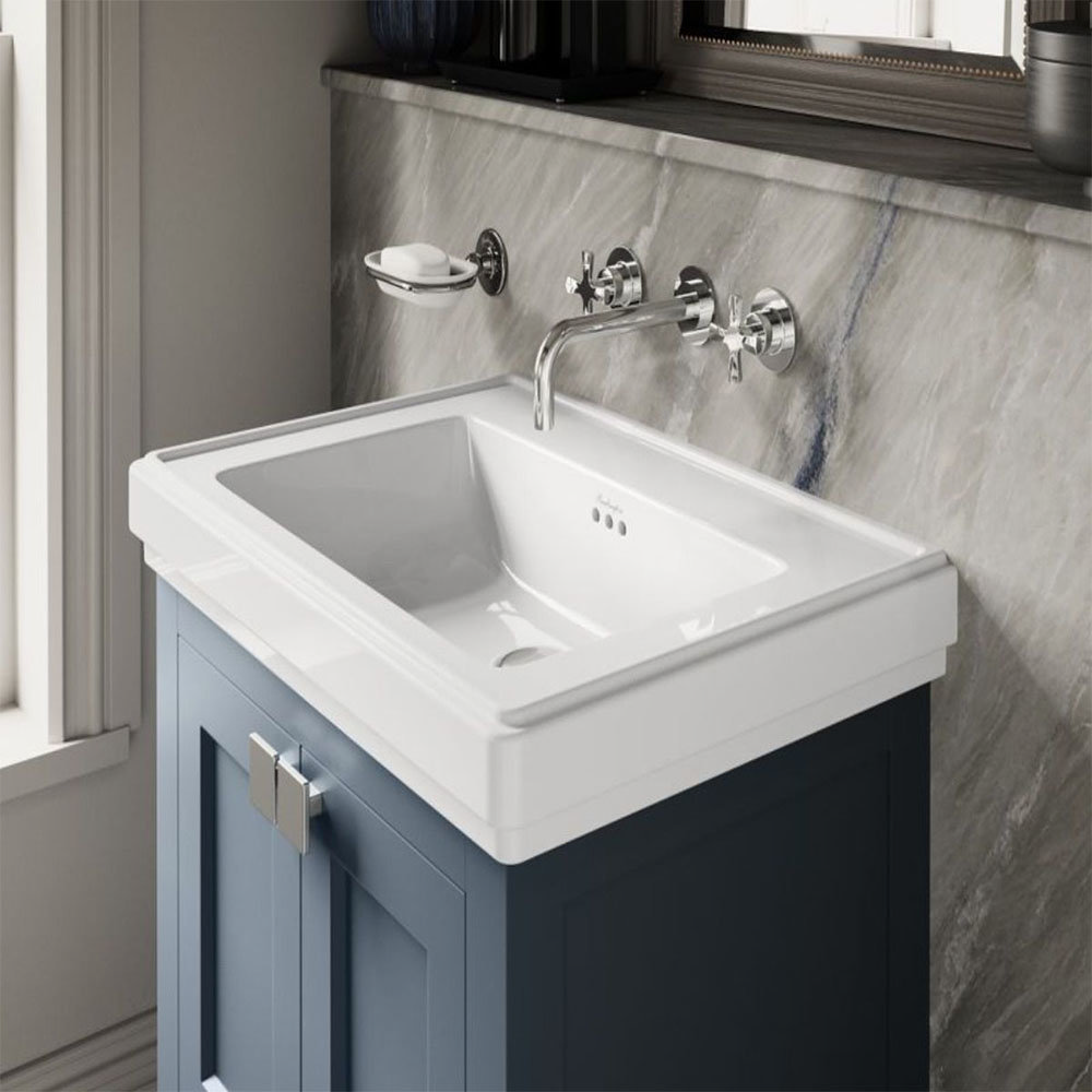 Burlington Riviera Matt Blue 650mm Vanity Unit with Square Basin