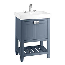 Burlington Riviera Matt Blue 650mm Vanity Unit with Square Basin Medium Image