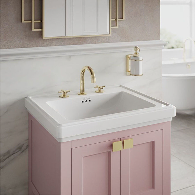 Burlington Riviera Matt Pink 580mm Vanity Unit with Square Basin Profile Large Image
