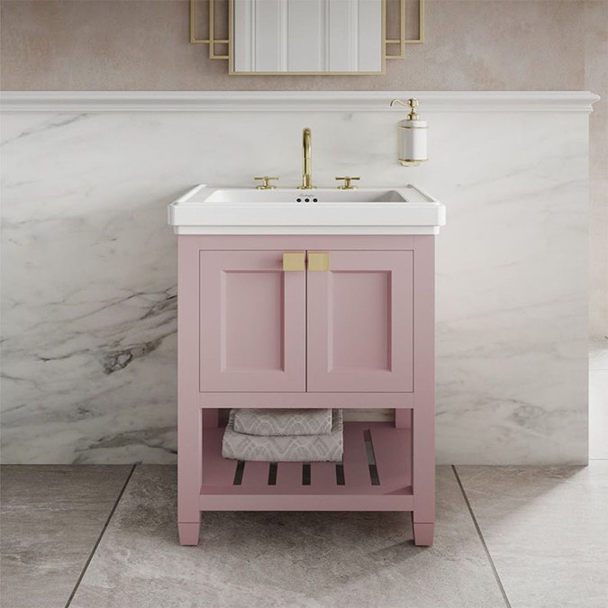 Burlington Riviera Matt Pink 580mm Vanity Unit with Square Basin  Standard Large Image