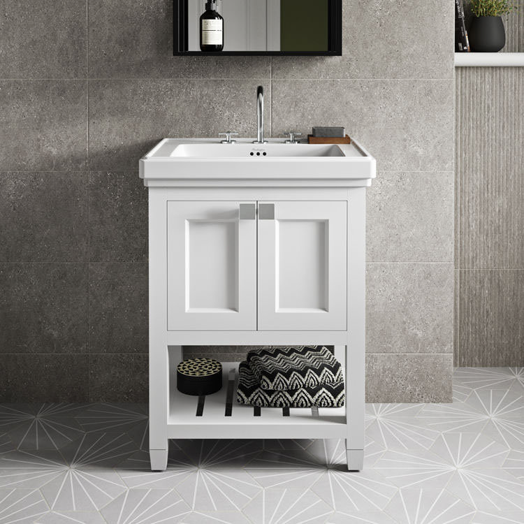 Burlington Riviera Matt White 580mm Vanity Unit with Square Basin  Profile Large Image