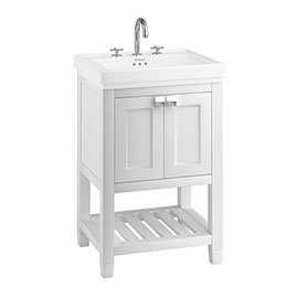 Burlington Riviera Matt White 580mm Vanity Unit with Square Basin Medium Image