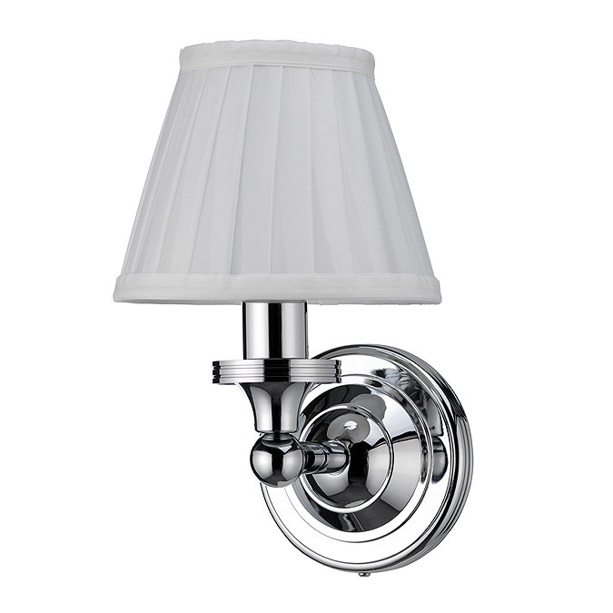 Burlington Round Light with Chrome Base and Fine Pleated Shade in White