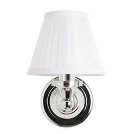 Burlington Round Light with Chrome Base and Fine Pleated Shade in White - BL12 Medium Image