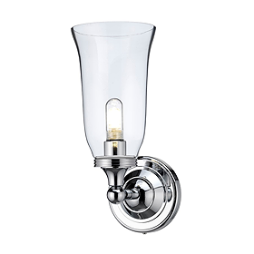 Burlington Round Light with Chrome Base and Vase Clear Glass Shade