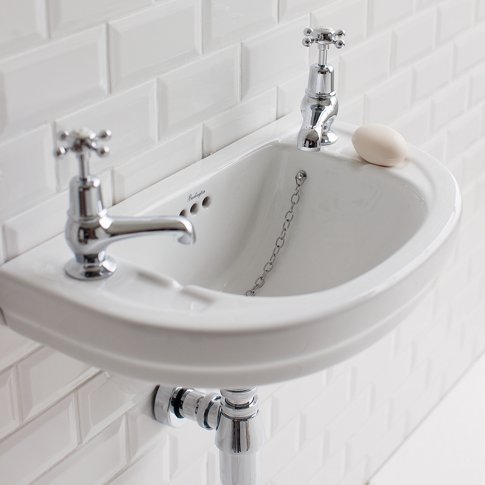 Burlington Edwardian Round 2TH Wall Mounted Cloakroom Basin B11 at