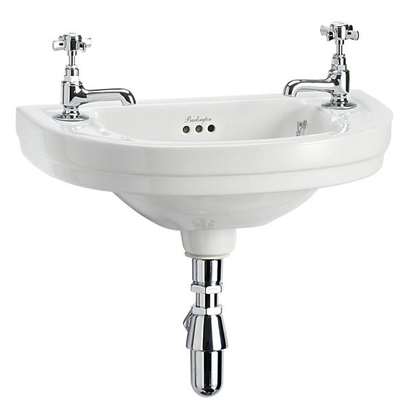 Burlington Edwardian Round 2TH Wall Mounted Cloakroom Basin - B11 Large Image