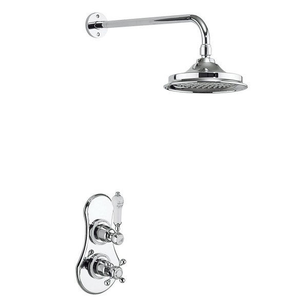 Burlington Severn Thermostatic Concealed Single Outlet Shower Valve with Fixed Head Large Image