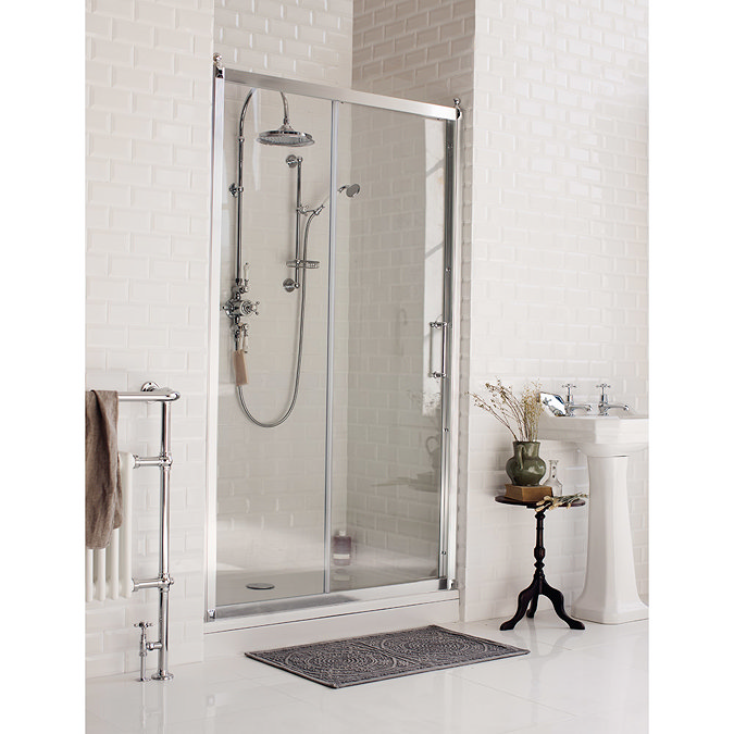 Burlington Traditional Soft Close Recessed Sliding Shower Door Large Image