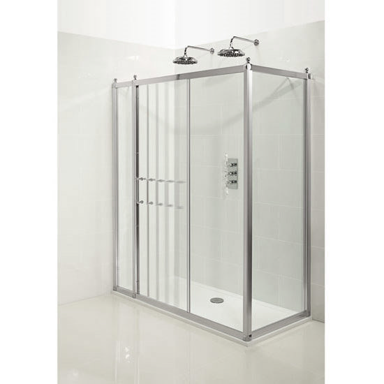 Burlington Traditional Soft Close Sliding Shower Door with Inline Panel