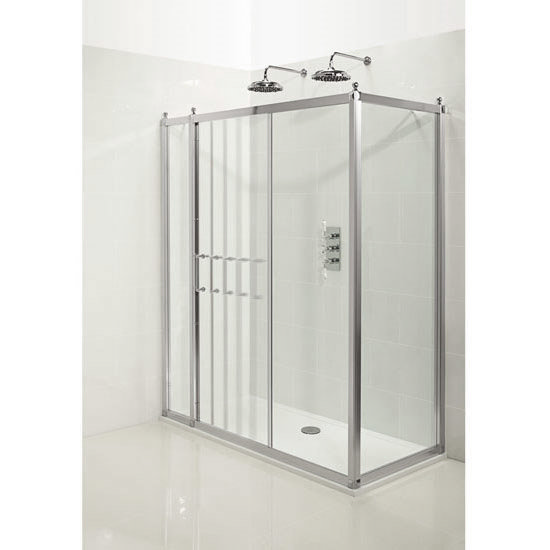 Burlington Traditional Soft Close Sliding Shower Door with Inline Panel & Side Panel Profile Large I