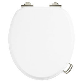 Burlington Soft Close Toilet Seat with Chrome Hinges and Handles - Matt White Medium Image