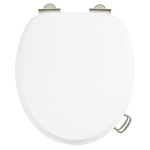 Burlington Soft Close Toilet Seat with Chrome Hinges and Handles - Matt White Large Image