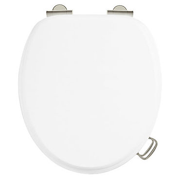 Burlington Soft Close Toilet Seat with Chrome Hinges and Handles - Matt White Profile Large Image