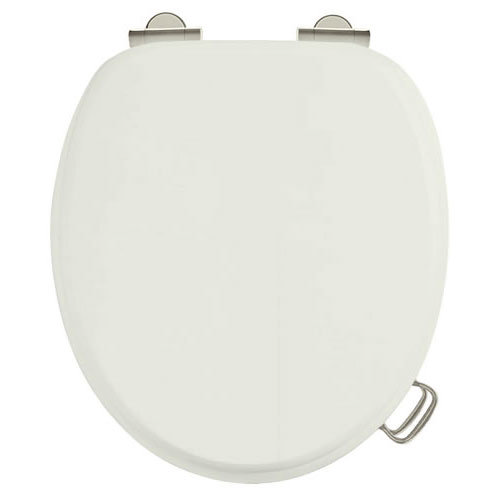 Burlington Soft Close Toilet Seat with Chrome Hinges and Handles - Sand Large Image