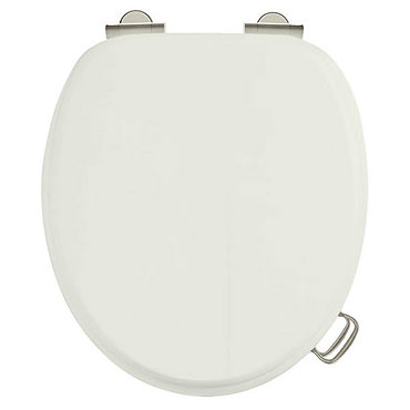 Burlington Soft Close Toilet Seat with Chrome Hinges and Handles - Sand Profile Large Image