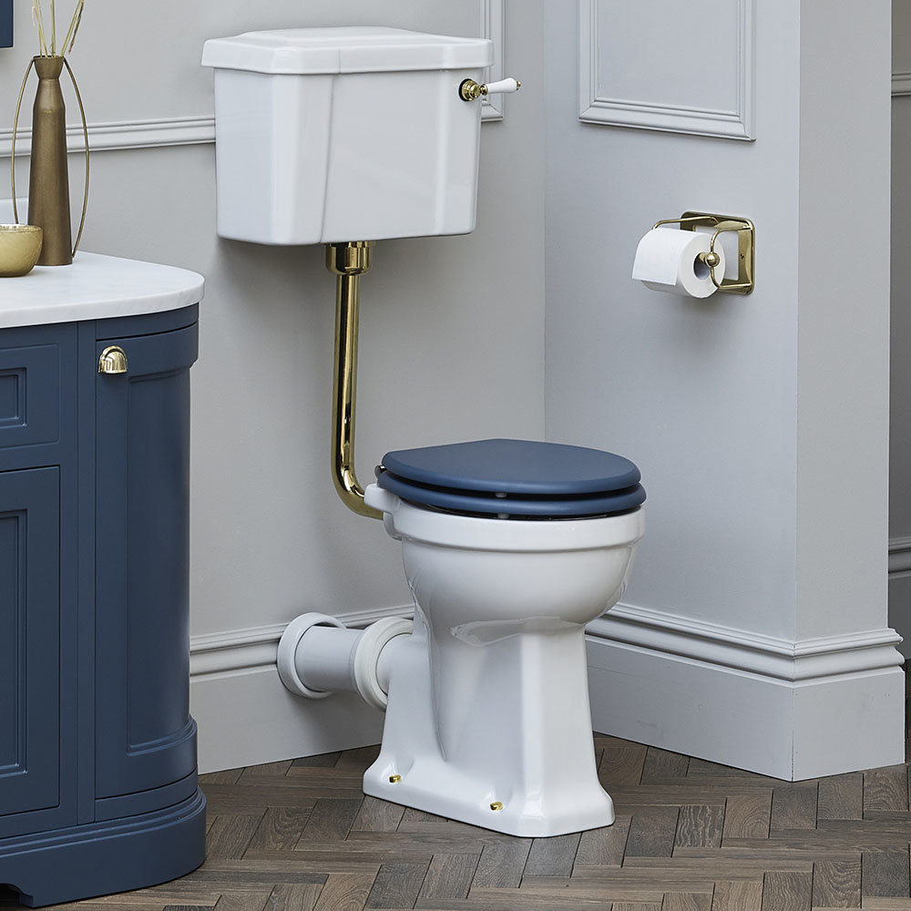 Burlington Soft Close Toilet Seat with Chrome Hinges - Blue  Profile Large Image