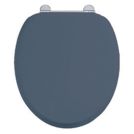 Burlington Soft Close Toilet Seat with Chrome Hinges - Blue Medium Image