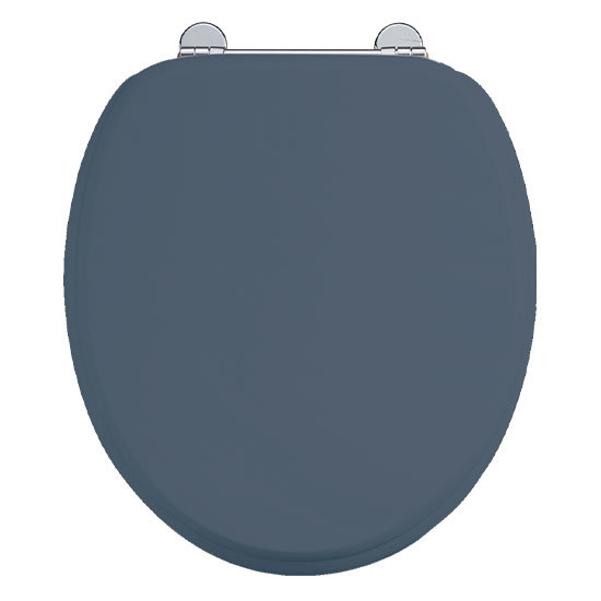 Burlington Soft Close Toilet Seat with Chrome Hinges - Blue Large Image
