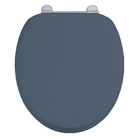 Burlington Soft Close Toilet Seat with Chrome Hinges - Blue Large Image