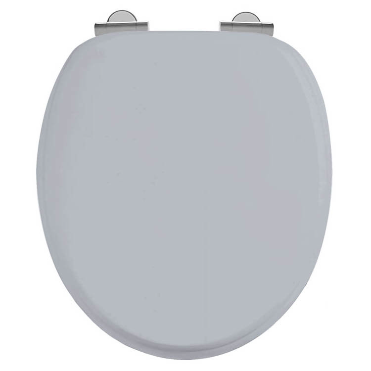 Burlington Soft Close Toilet Seat with Chrome Hinges - Classic Grey Large Image