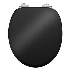 Burlington Soft Close Toilet Seat with Chrome Hinges - Gloss Black Medium Image