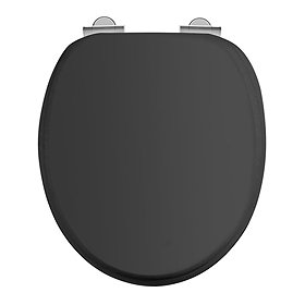 Burlington Soft Close Toilet Seat with Chrome Hinges - Matt Black Large Image