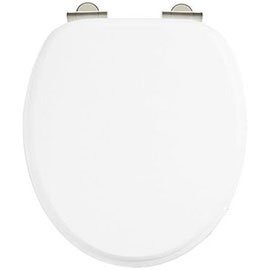 Burlington Soft Close Toilet Seat with Chrome Hinges - Matt White Medium Image