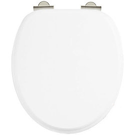 Burlington Soft Close Toilet Seat with Chrome Hinges - Matt White Large Image