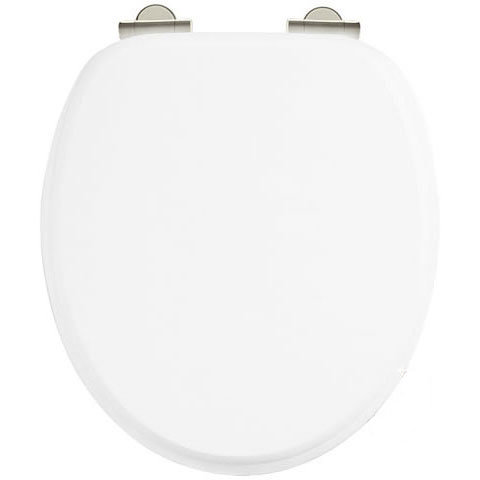 Burlington Soft Close Toilet Seat with Chrome Hinges - Matt White Large Image