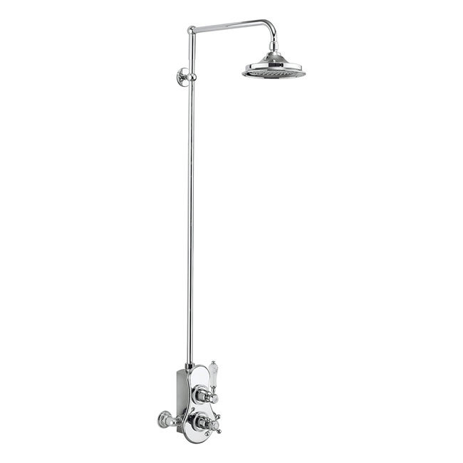 Burlington Spey Thermostatic Exposed Single Outlet Shower Valve & Rigid Riser with Fixed Head Large 