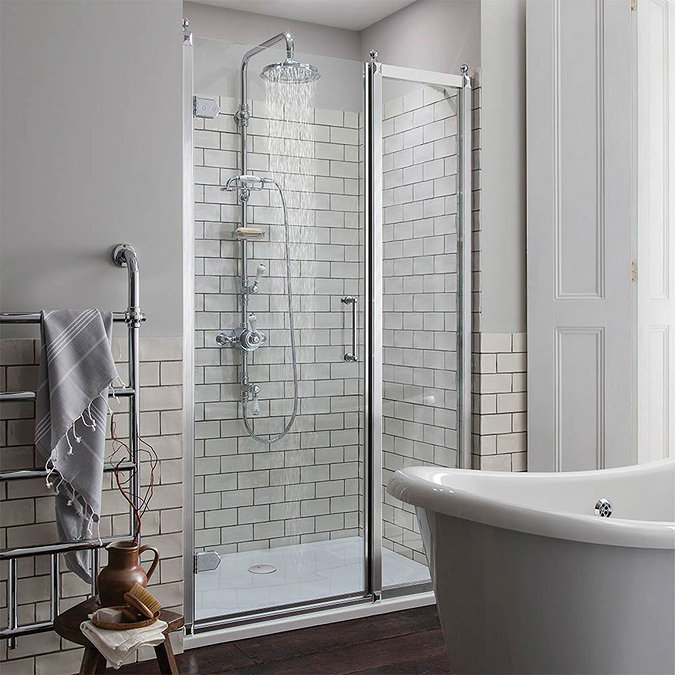 Burlington Stour Thermostatic Exposed Two Outlet Shower Valve, Rigid Riser, Hose & Handset with Fixed Shower Head Profile Large Image