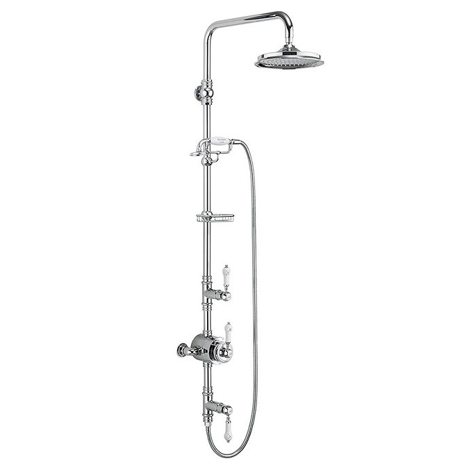 Burlington Stour Thermostatic Exposed Two Outlet Shower Valve, Rigid Riser, Hose & Handset with Fixe