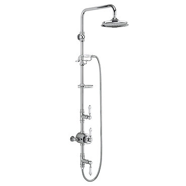 Burlington Stour Thermostatic Exposed Two Outlet Shower Valve, Rigid Riser, Hose & Handset with Fixed Shower Head  Profile Large Image