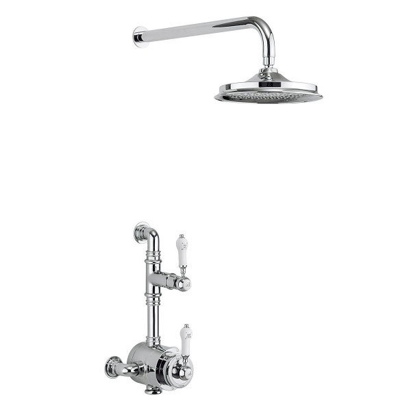 Burlington Stour Thermostatic Exposed Single Outlet Shower Valve with Fixed Shower Head Large Image