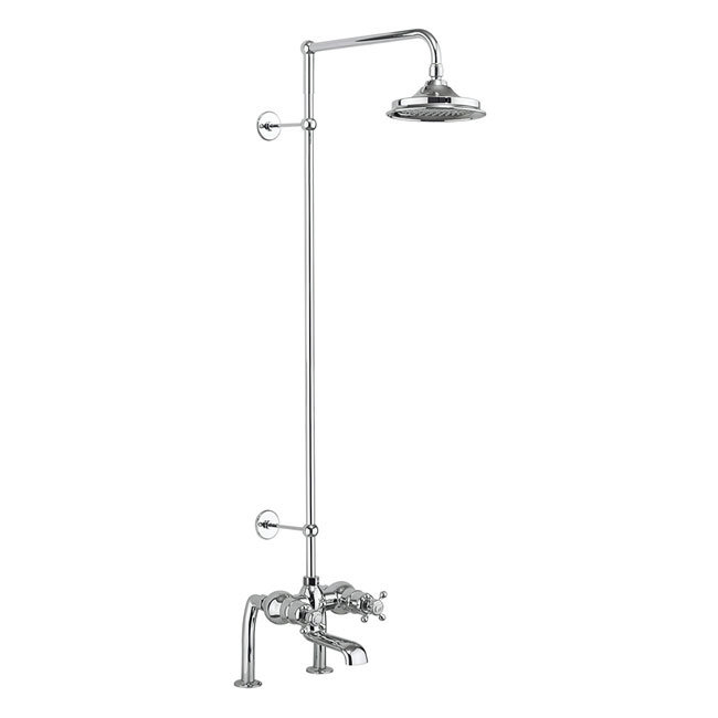 Burlington Tay Deck Mounted Bath Shower Mixer & Rigid Riser with Fixed Head Large Image