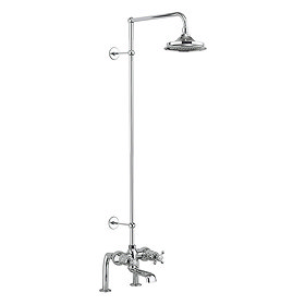 Burlington Tay Deck Mounted Bath Shower Mixer & Rigid Riser with Fixed Head Large Image