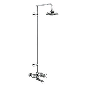 Burlington Tay Wall Mounted Bath Shower Mixer & Rigid Riser with Fixed Head Large Image