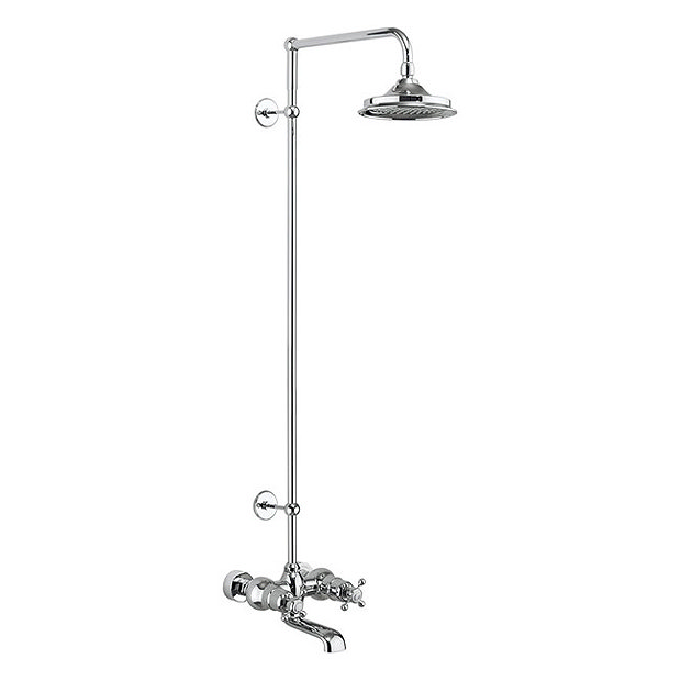 Burlington Tay Wall Mounted Bath Shower Mixer & Rigid Riser With Head