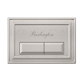 Front-view of the Burlington Traditional Dual Flush Plate in brushed nickel, pictured on a white background.