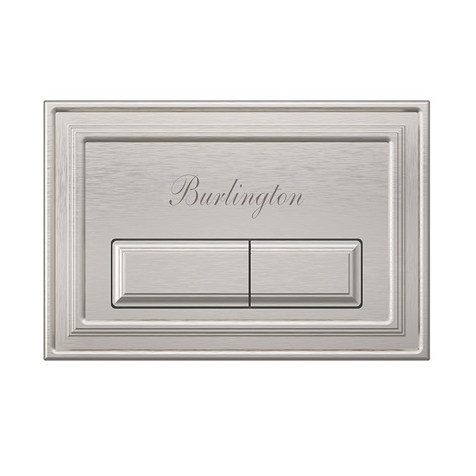 Front-view of the Burlington Traditional Dual Flush Plate in brushed nickel, pictured on a white background.