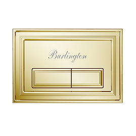 Front-facing view of the Burlington Traditional Dual Flush Plate in gold, pictured on a white background.