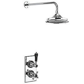 Burlington Trent Black Thermostatic Concealed Single Outlet Shower Valve with 6" Fixed Head Medium I