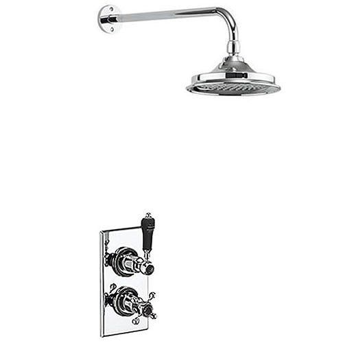 Burlington Trent Black Thermostatic Concealed Single Outlet Shower Valve with 6" Fixed Head Large Im